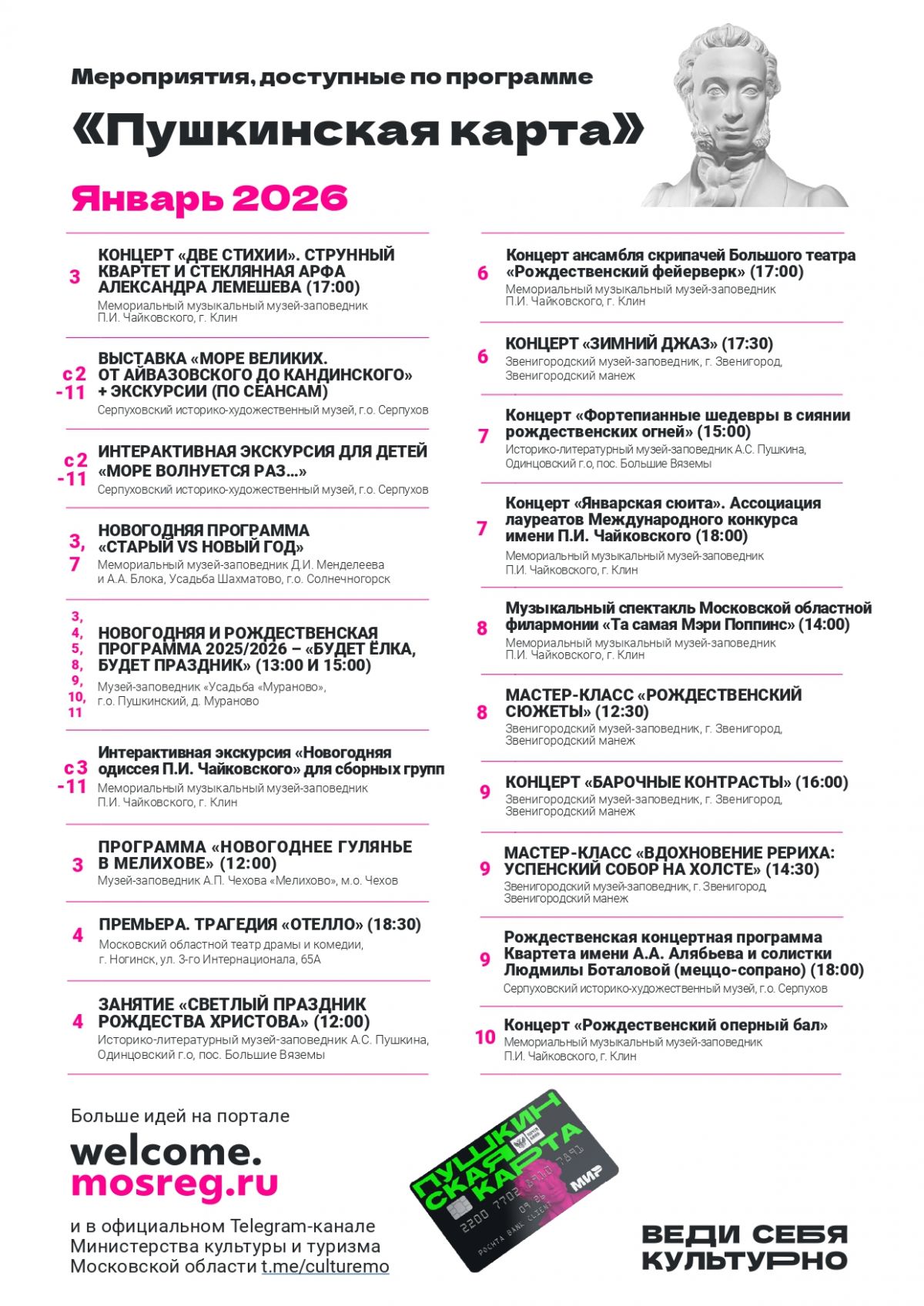 Пушкинская карта: январь 2026